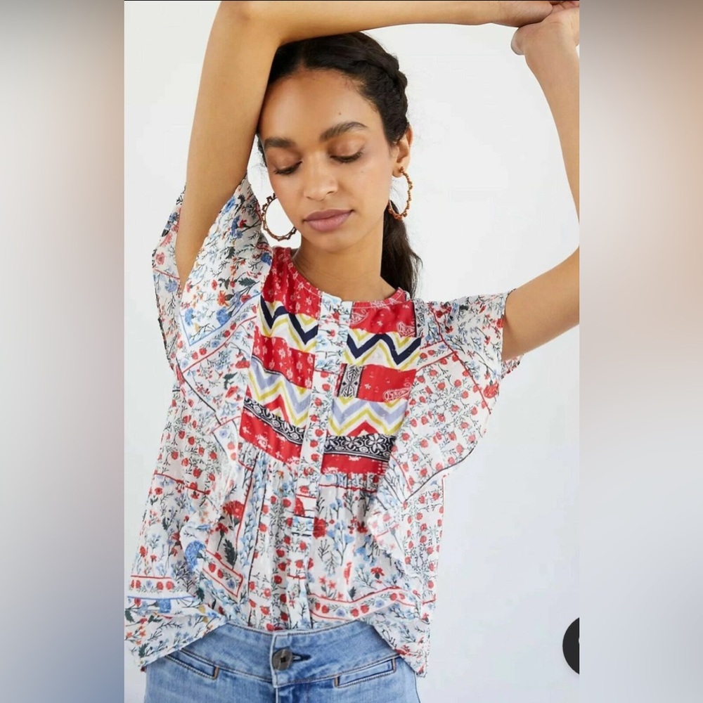 Anthropologie Let‎ Me Be Floral Buttondown Size S